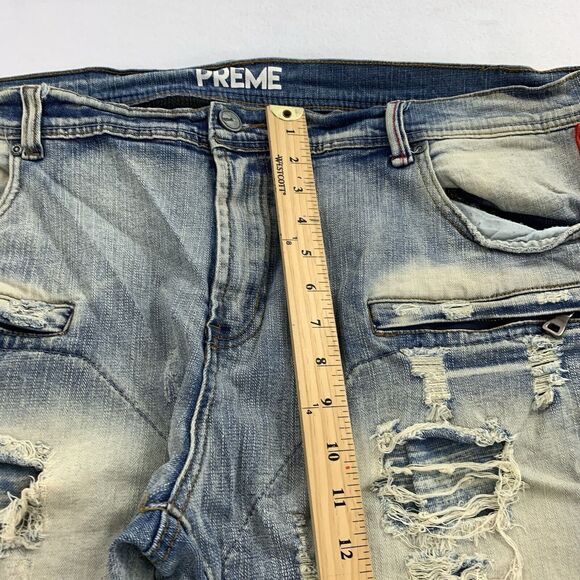 Preme Russell Devotion Moto Side Stripe Slim Stretch Jeans 42x34 Distressed - Picture 7 of 8